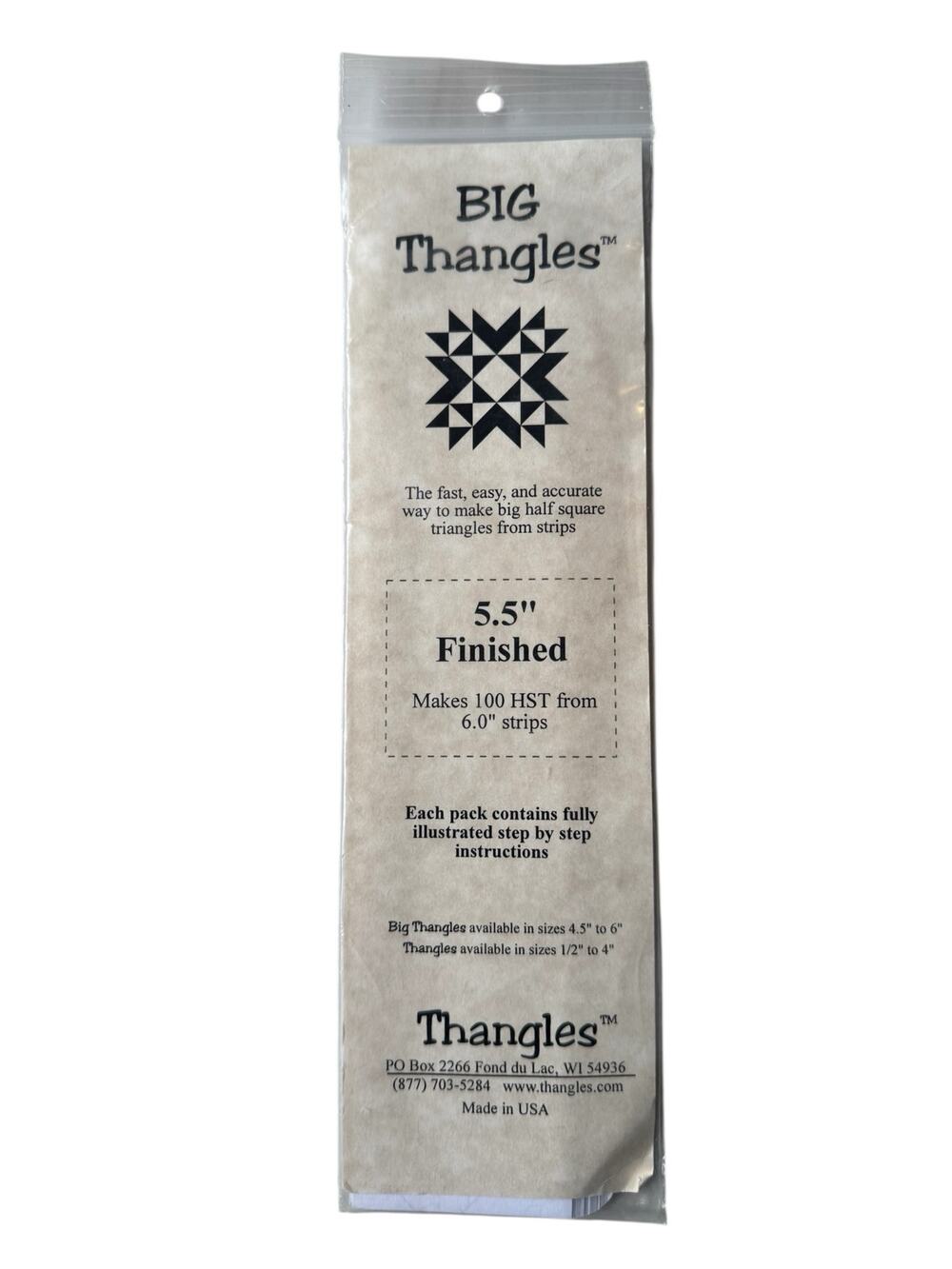 BIG THANGLES Half Square Triangles Quilt Pattern 5.5” Finished Size 100 Strips